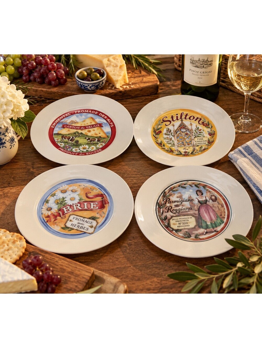 Vintage 2000 Restoration Hardware Classic Cheese Plates Set of 4 7.5"